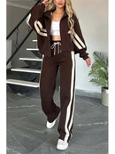 Women's striped zipper set